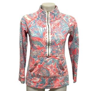 Lilly Pulitzer skipper 1/4 zip pullover in pink sun ray summer size XS